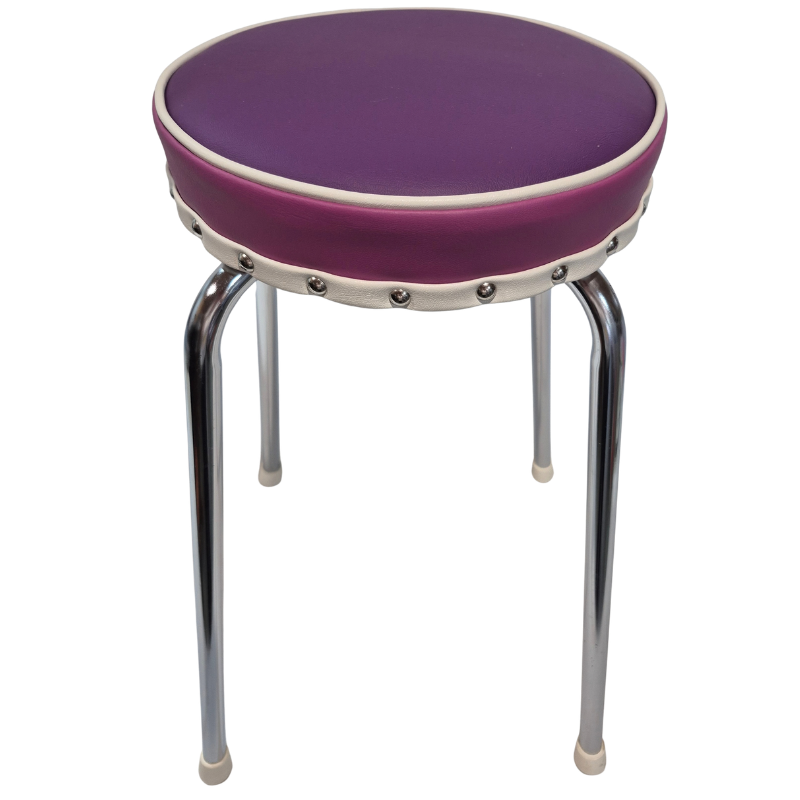 Upcycled 1960s Chrome Stool – Handcrafted by Vickies Originals Nelson