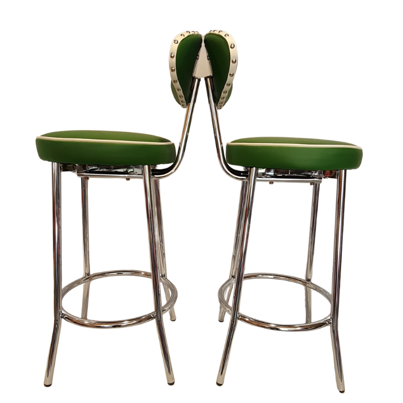 Unique Barstools with backs - Pair - Green