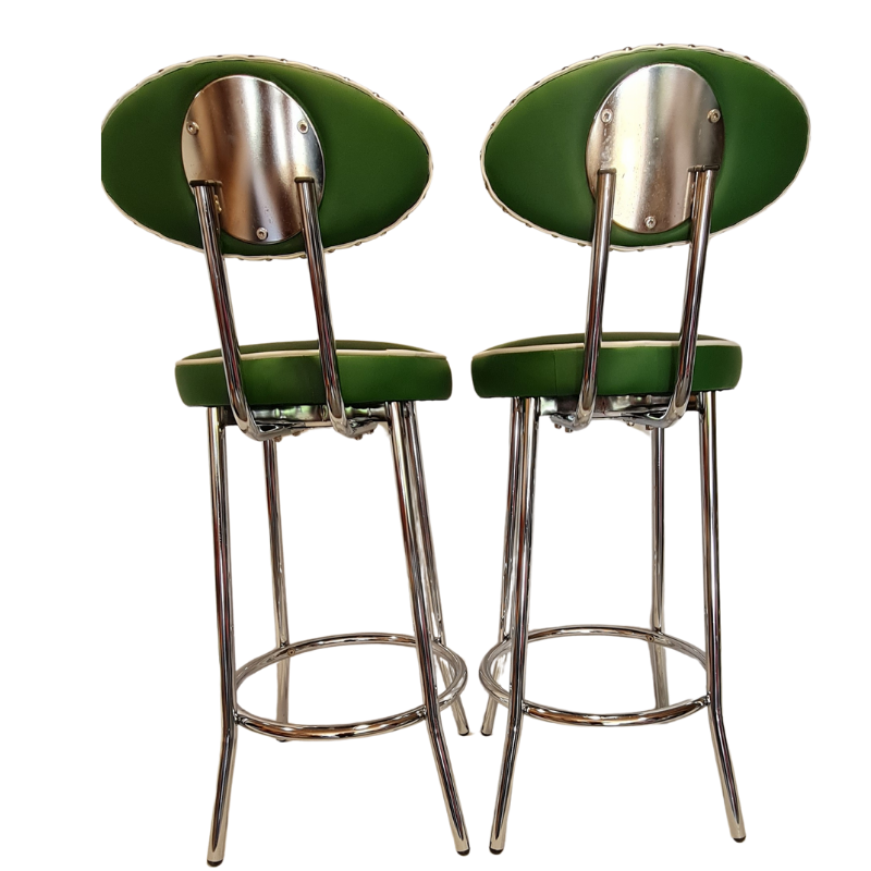 Unique Barstools with backs - Pair - Green