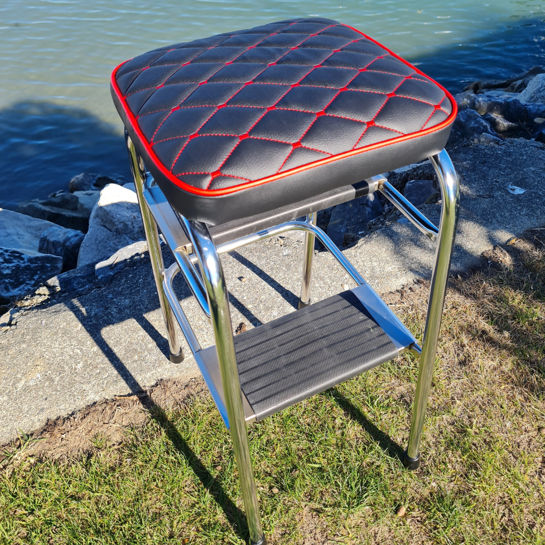 Retro Chrome Step Stool - Seat