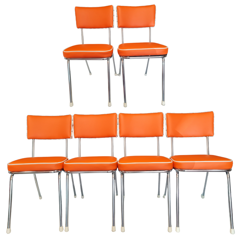 Upcycled 1960s Retro Dining Chairs – One-of-a-Kind Set of 6