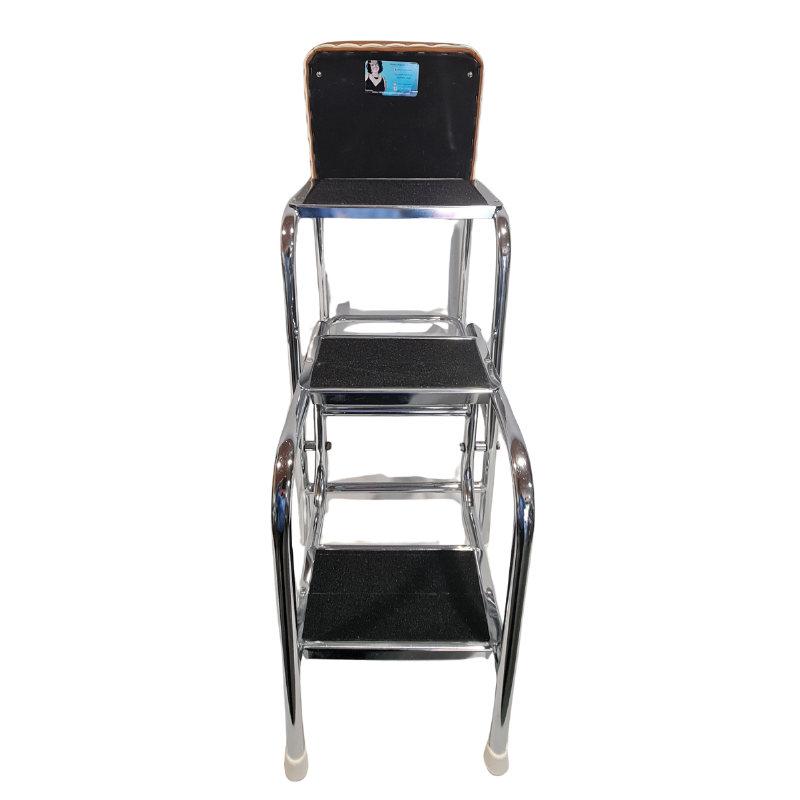 Retro Chrome Step Stool - Seat - 3 step