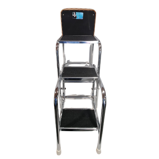 Retro Chrome Step Stool - Seat - 3 step