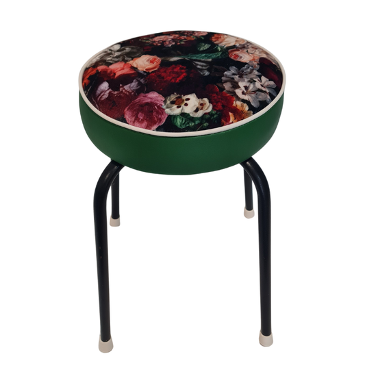 Retro painted Stool - Seat Flowerbomb