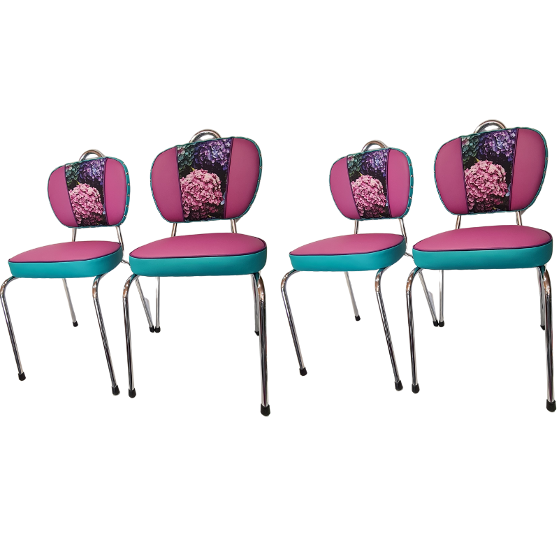 Hydrangea Chrome Chairs "Set of 4"