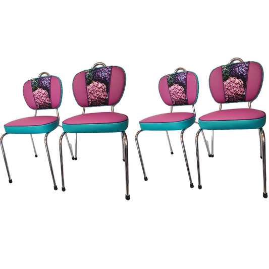 Hydrangea Chrome Chairs "Set of 4"