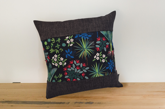 Nikau Fauna Cushion Cover - Slate Border - #3