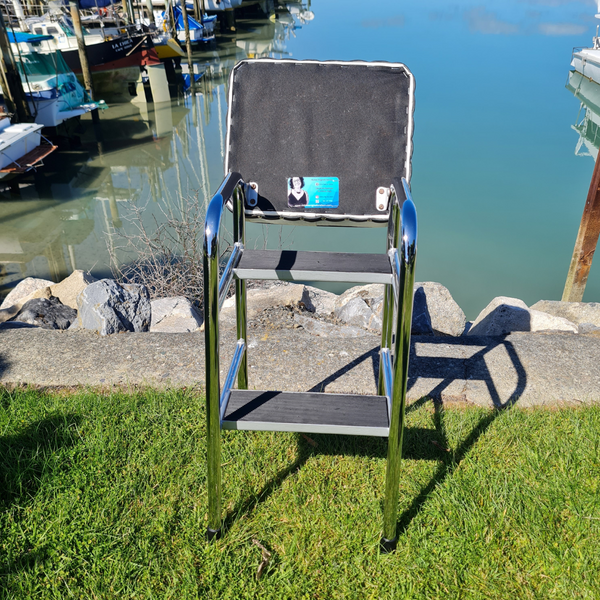 Retro Chrome Step Stool - Seat Red