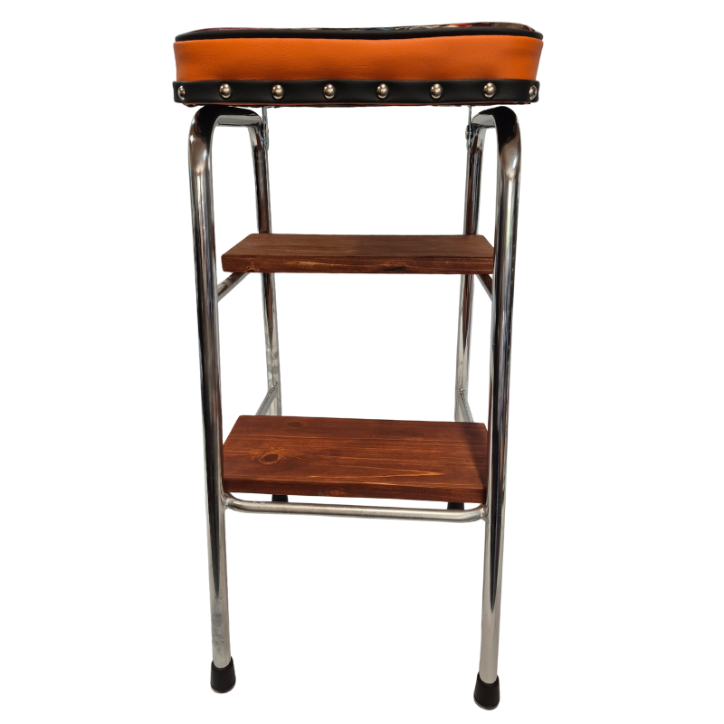 1960s Retro Chrome Step Stool – Flower bomb Fabric