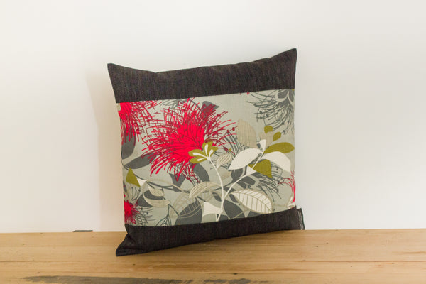 Grey Pohutukawa Cushion Cover - Ebony