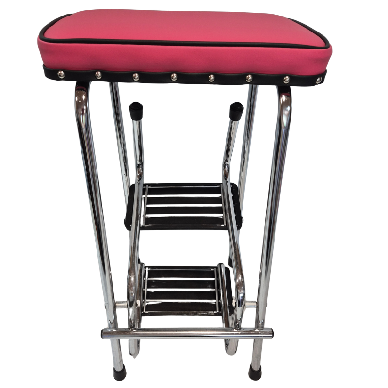 1960s Retro Chrome Step Stool with fold down steps