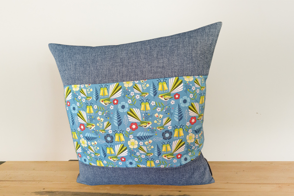 Native flowers and Fantails Cushion Cover