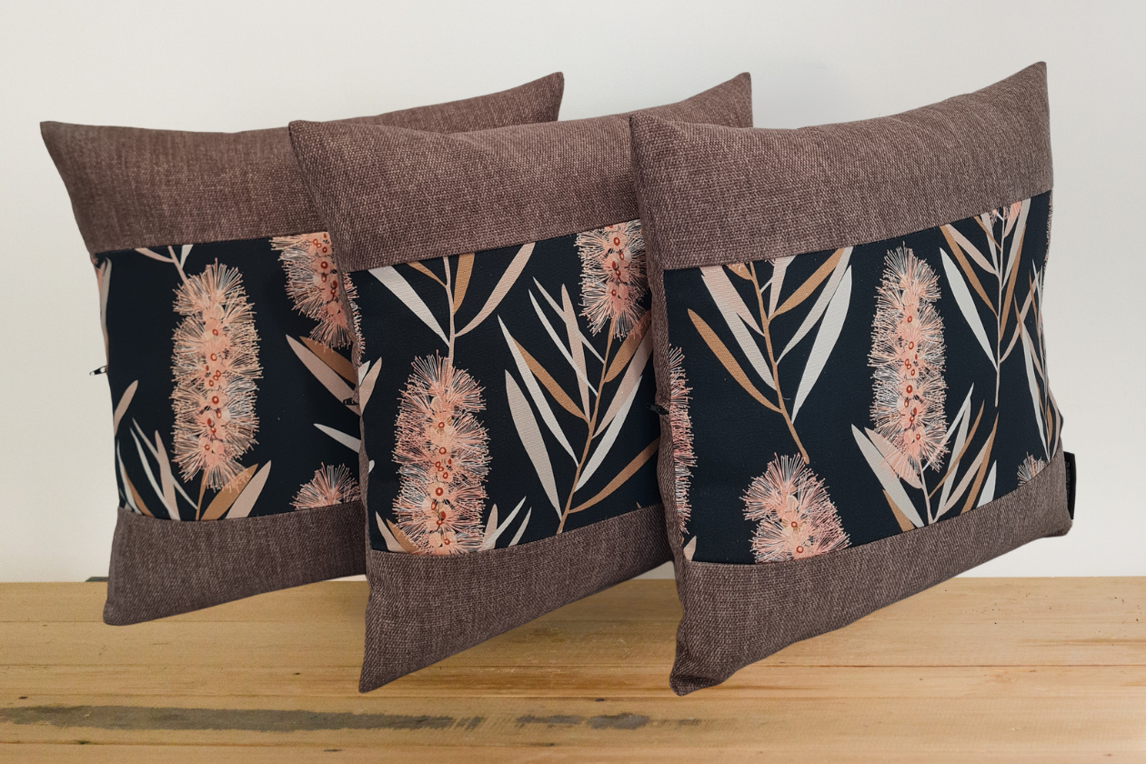 Bottlebrush / Callistemon Cushion Cover - Pebble Border