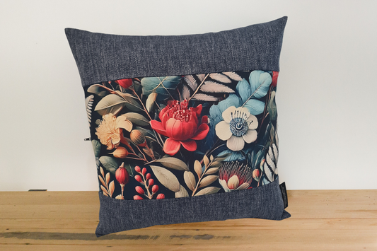 Kanuka Cushion Cover - Navy Border