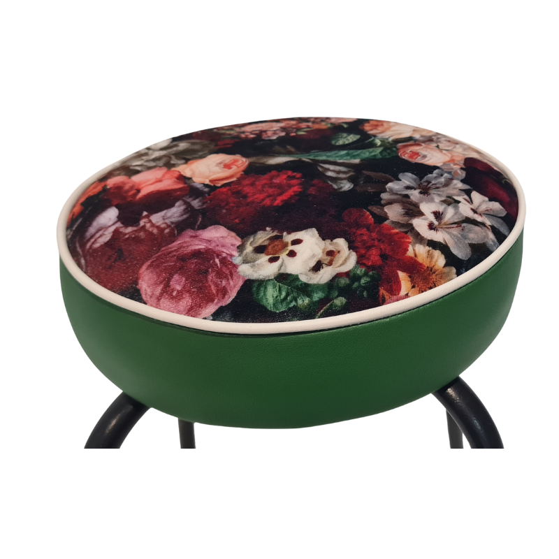 Retro painted Stool - Seat Flowerbomb