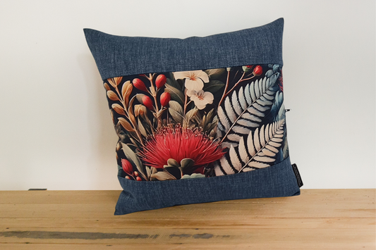 Pohutukawa Cushion Cover - Ocean Border