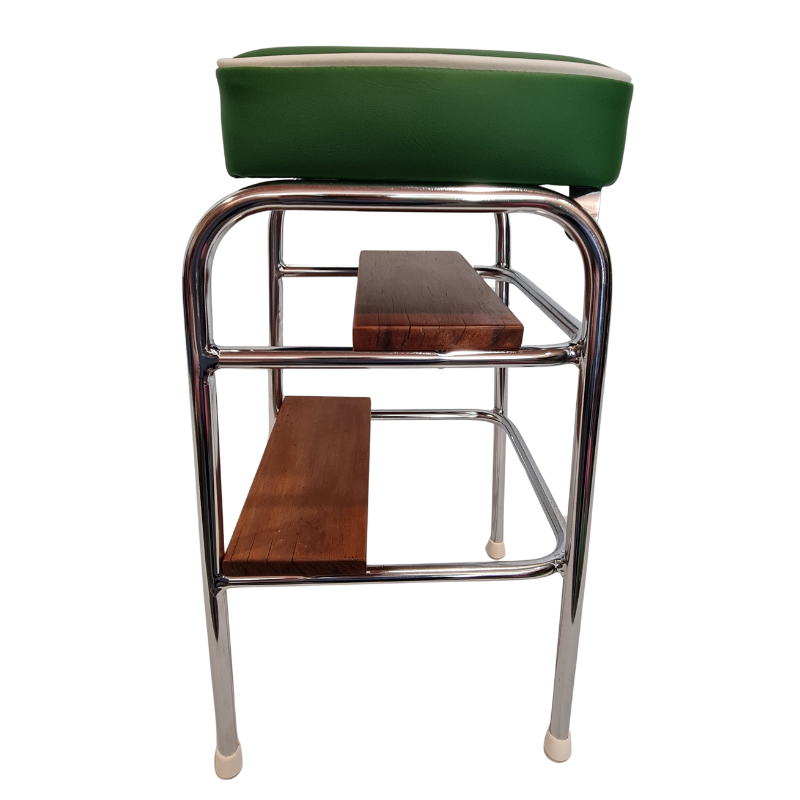 Retro Chrome Step Stool - Seat- Green