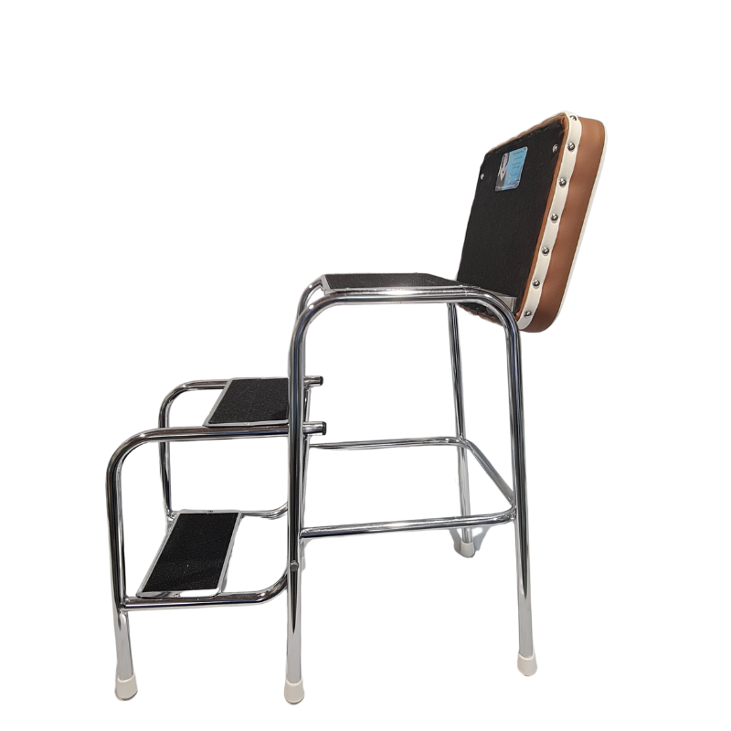Retro Chrome Step Stool - Seat - 3 step