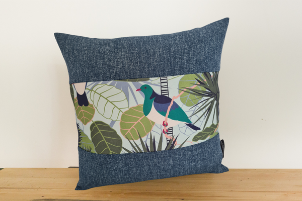 New Zealand Native Cushion Cover - Wood Pigeon & Tui - Boarder Set of 3