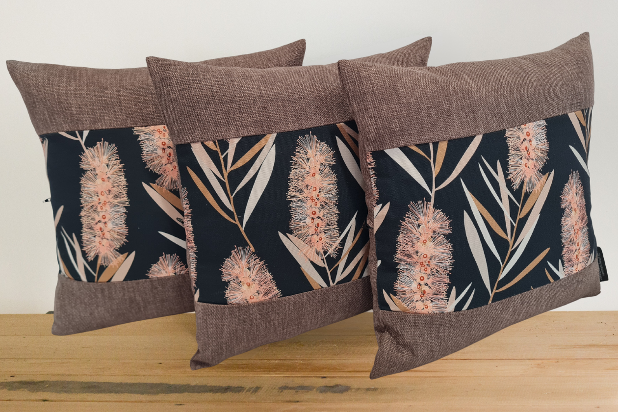 Bottlebrush / Callistemon Cushion Cover - Pebble Border