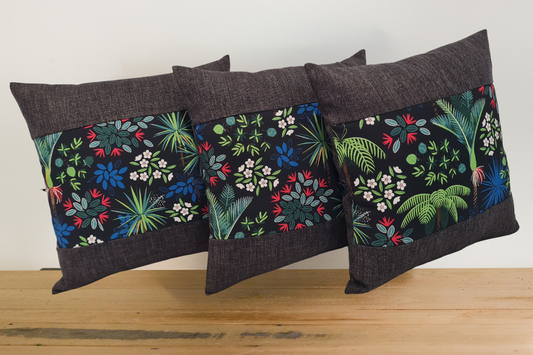 Nikau Fauna Cushion Cover - Slate Border - Set of 3
