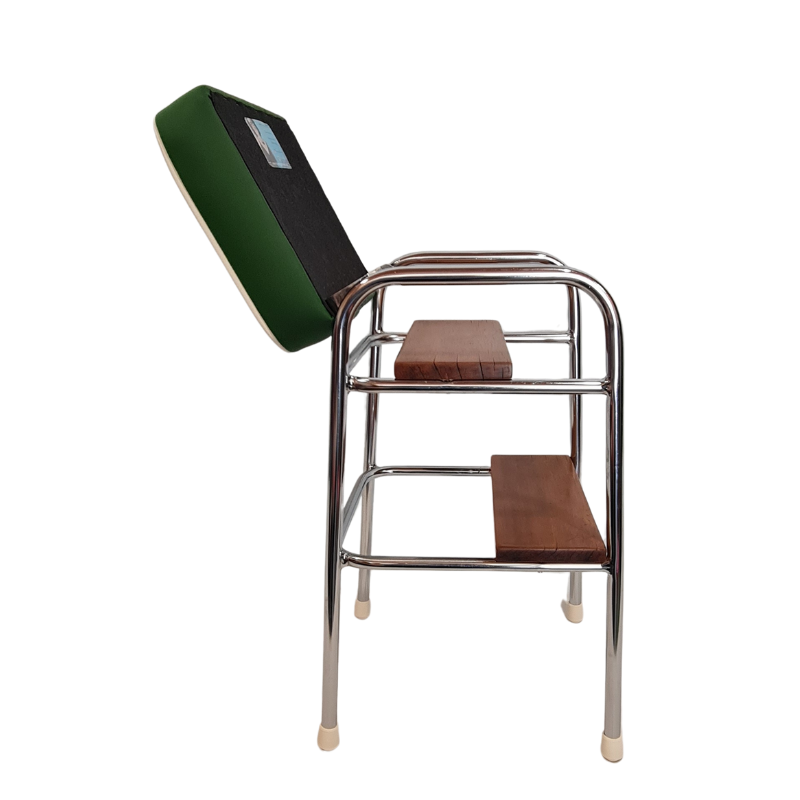 Retro Chrome Step Stool - Seat- Green