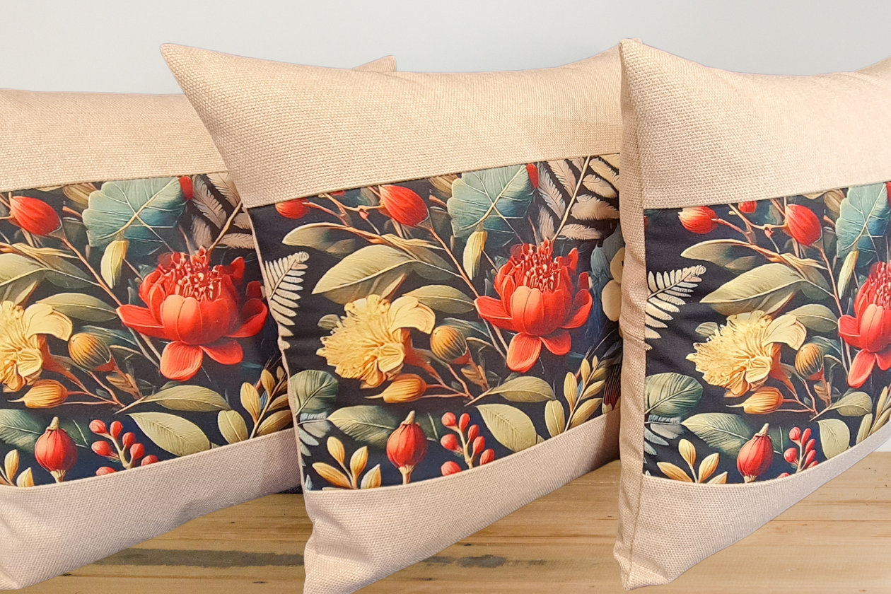 Botanical Cushion Cover - Keylargo Linen Border
