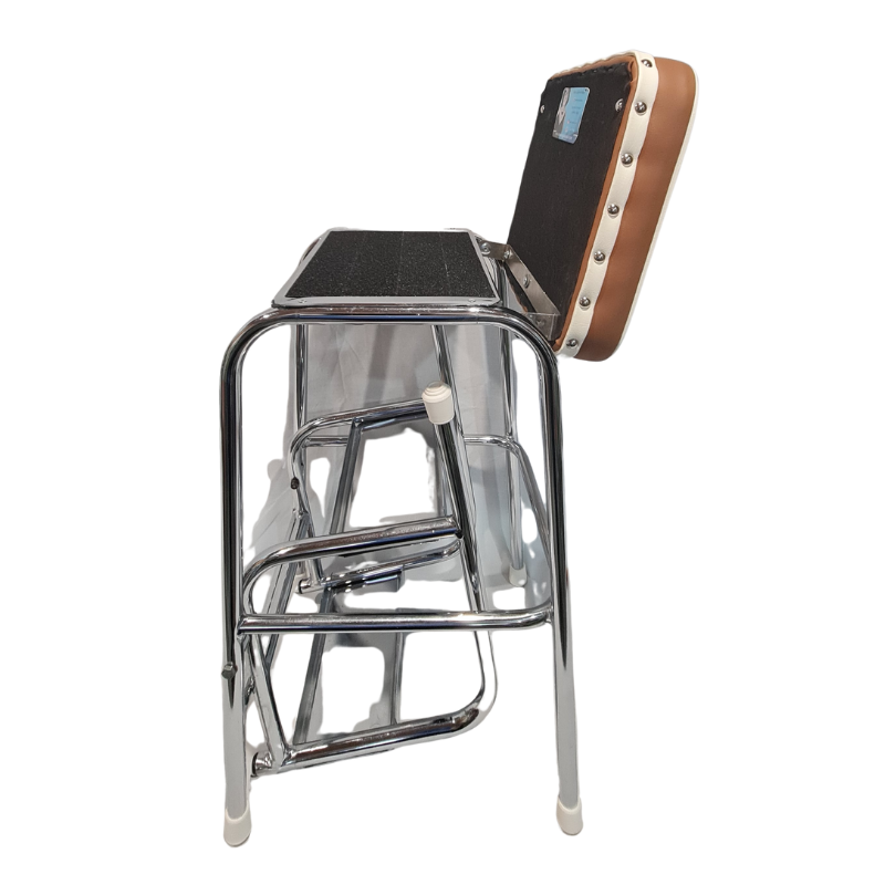 Retro Chrome Step Stool - Seat - 3 step