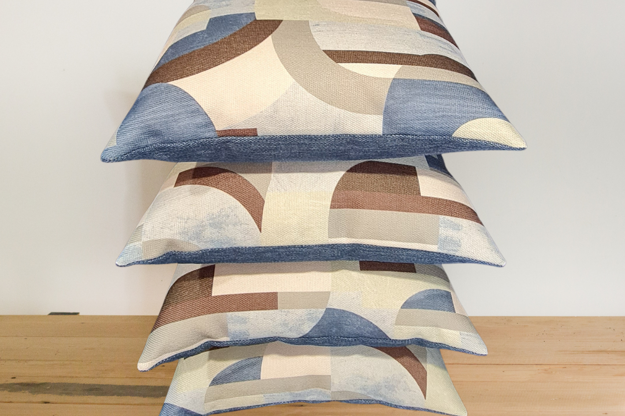 Bauhaus Seaglass and Keylargo / Navy Cushion Covers x 4
