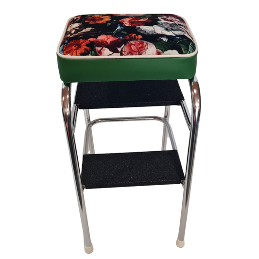 Retro Chrome Step Stool - Seat- Flowerbomb