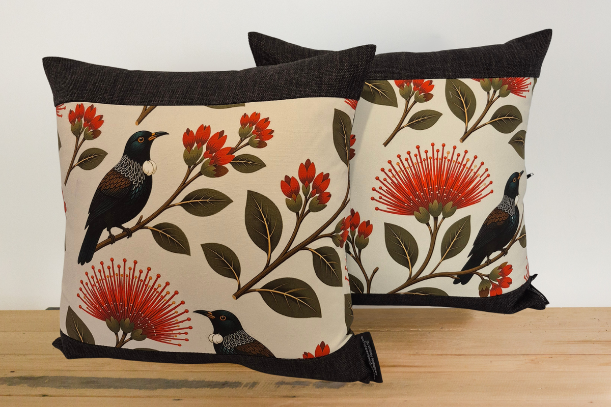 Tui Cushion Cover - Ebony Border