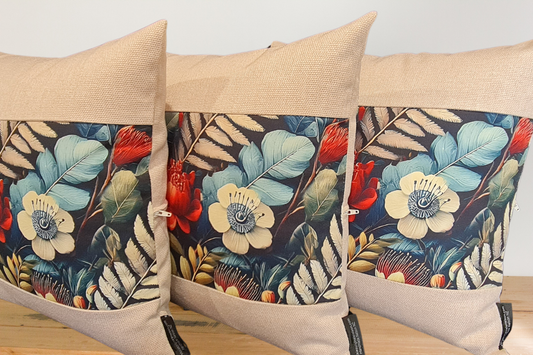 Botanical Cushion Covers - Set of 3 - Keylargo - Linen Border