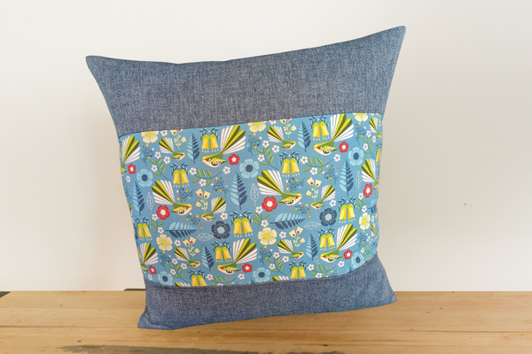 Native flowers and Fantails Cushion Cover