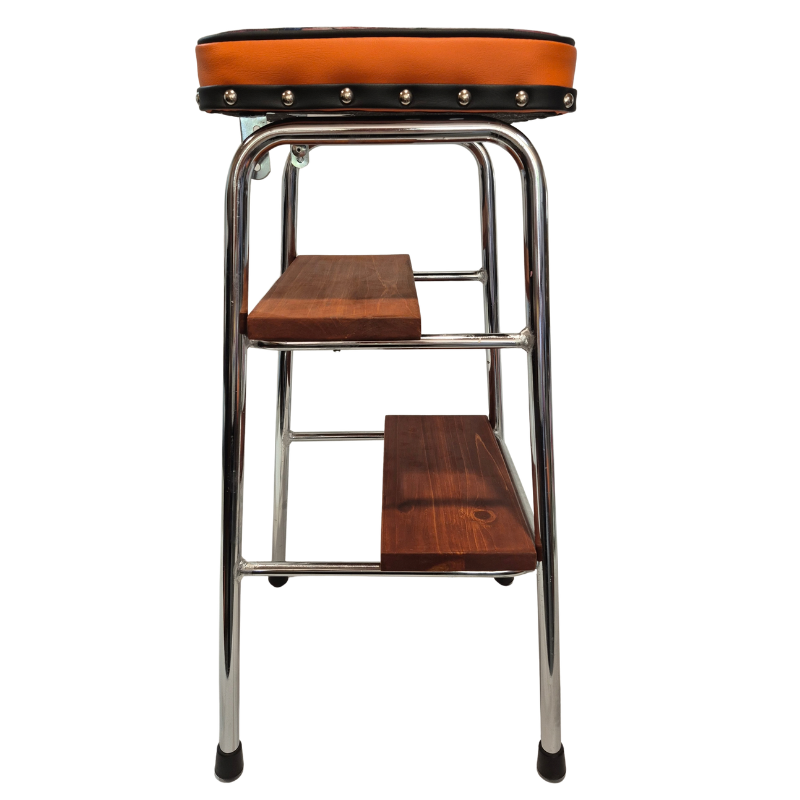 1960s Retro Chrome Step Stool – Flower bomb Fabric