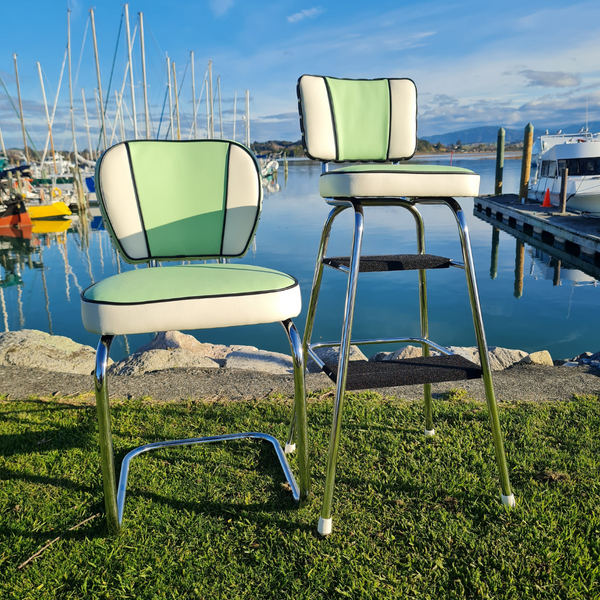 Pastel green Chrome Chair "Licorice All Sorts inspired"