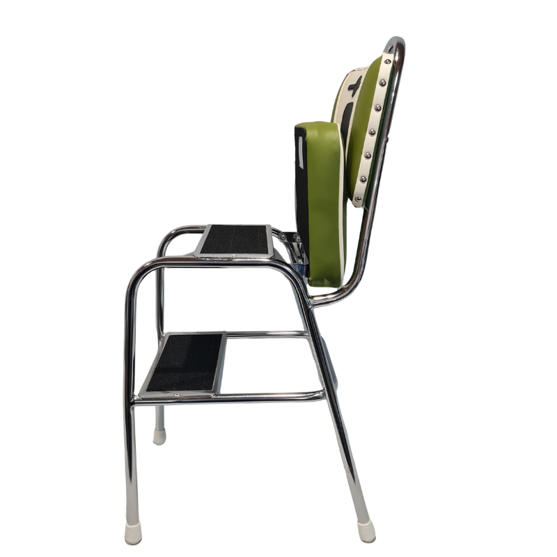Unique Retro Step Stool - Seat - Scooter - Olive