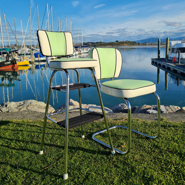 Pastel green Chrome Chair "Licorice All Sorts inspired"