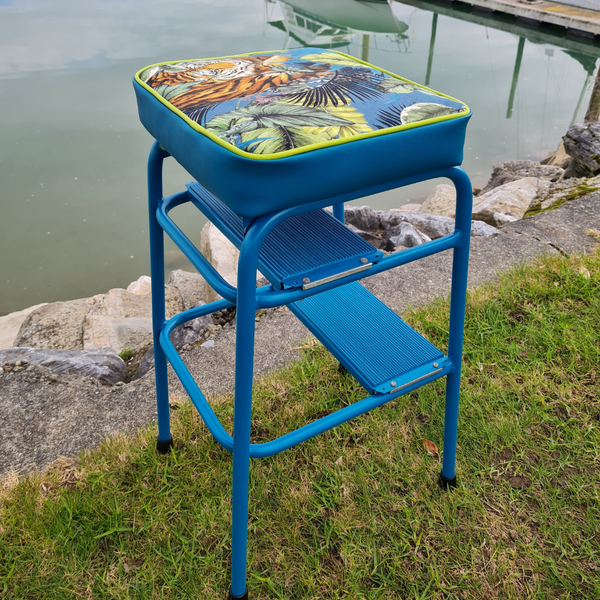 Retro painted Step Stool - Seat - Tiger