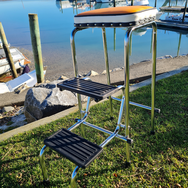 Retro Chrome Step Stool - Seat