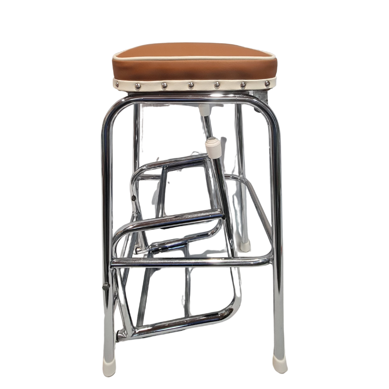 Retro Chrome Step Stool - Seat - 3 step