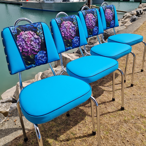 Hydrangea Chrome Chairs "Set of 4" Turquoise