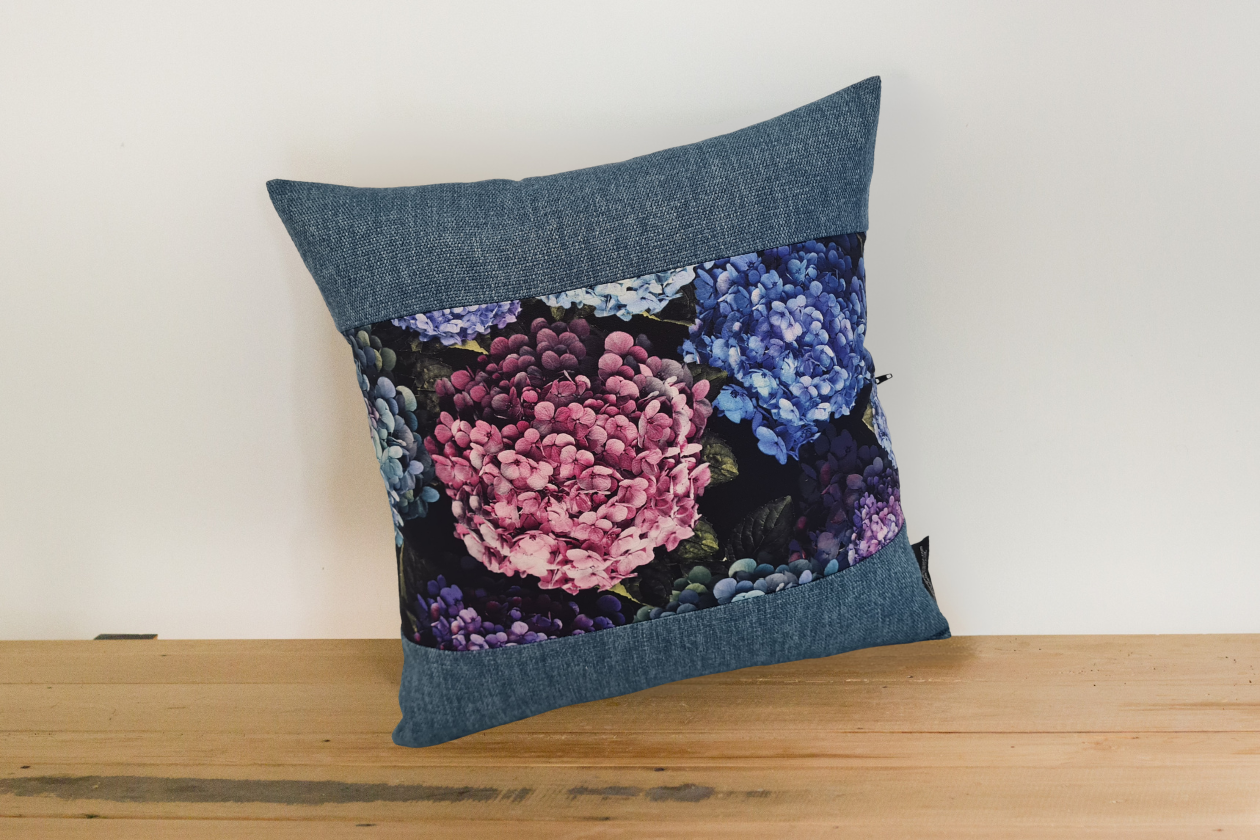 Hydrangea Cushion Covers - Ocean Border - Set of 3