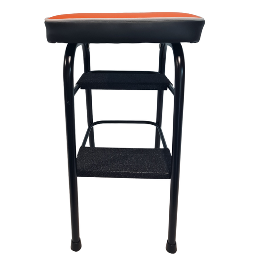 Retro Painted Step Stool - Seat Black