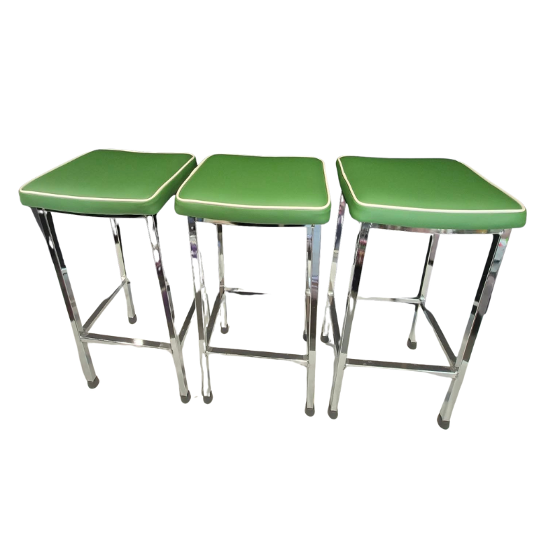 Upcycled Chrome Barstools – Set of 3