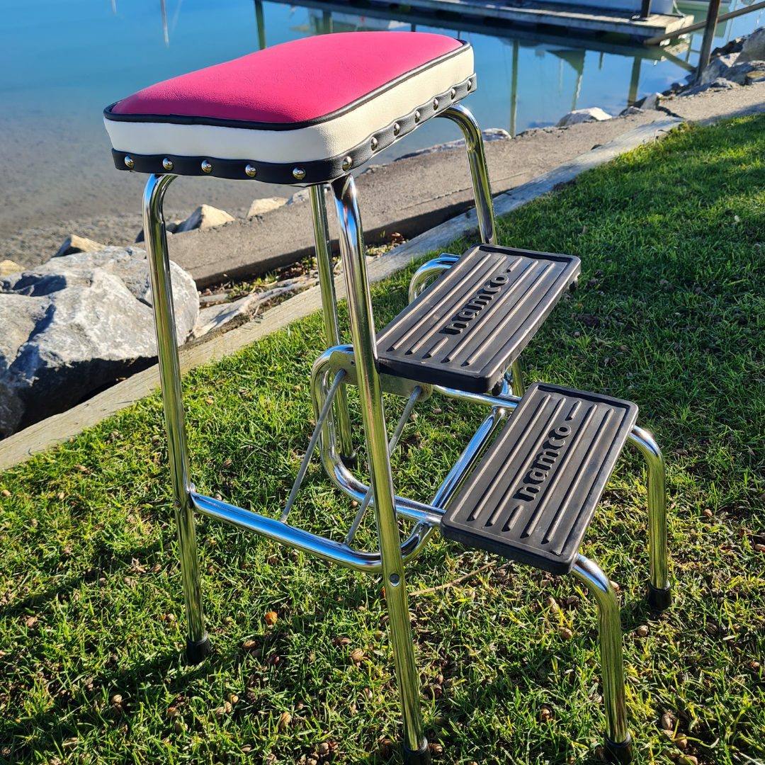 Retro Chrome Step Stool - Seat