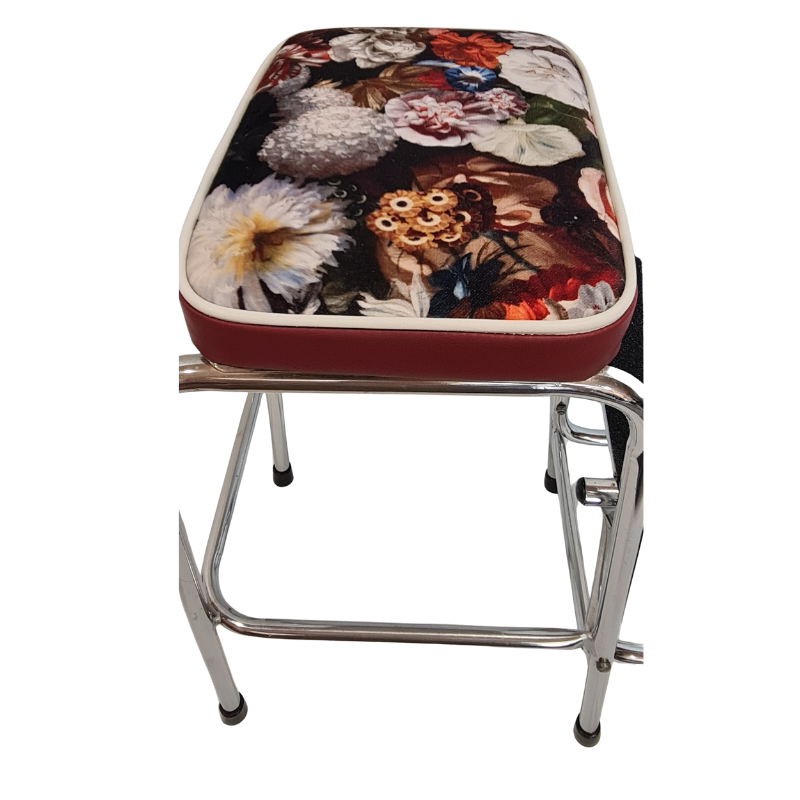 Retro Chrome Step Stool - Seat- Flowerbomb