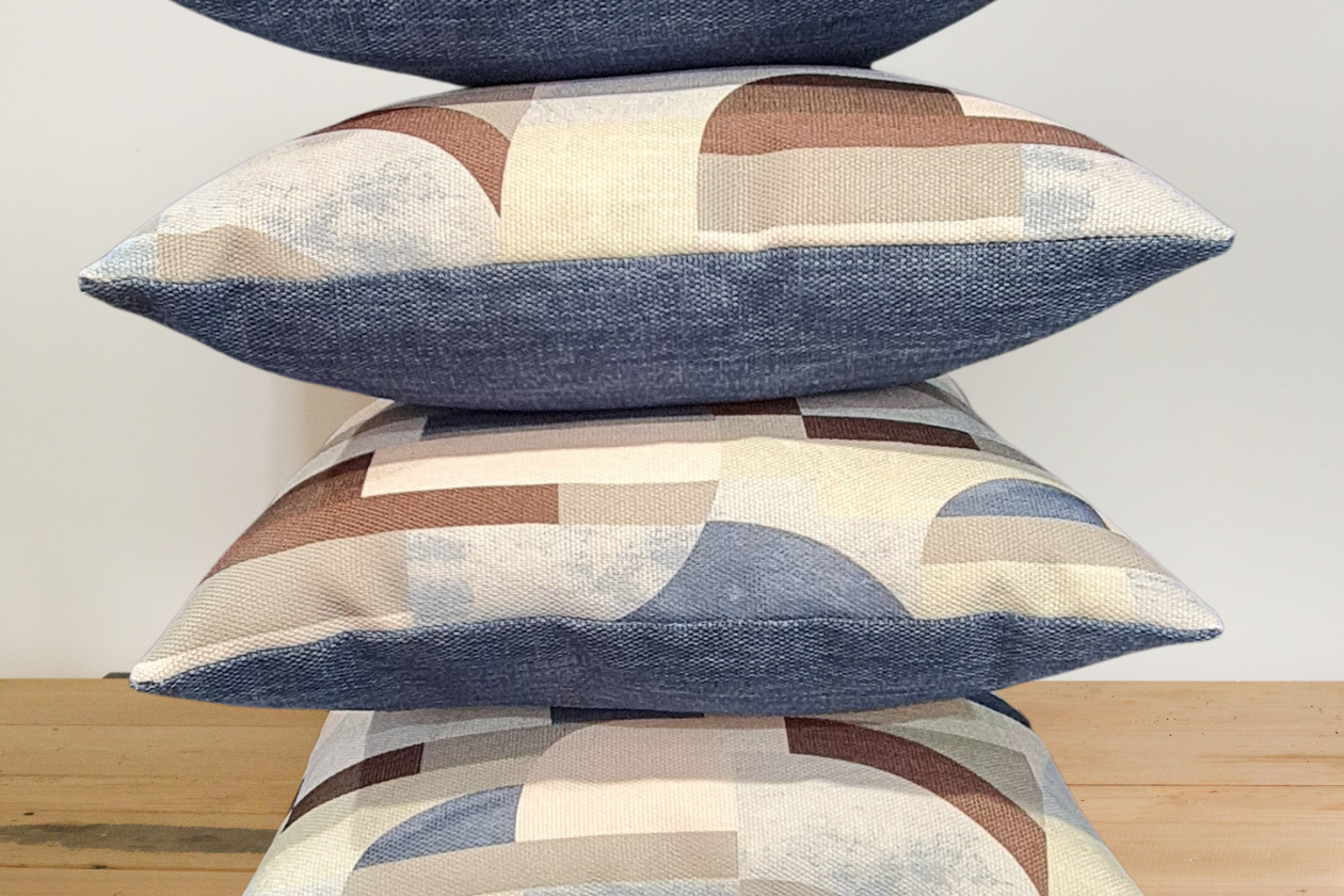 Bauhaus Seaglass and Keylargo / Navy Cushion Covers x 4