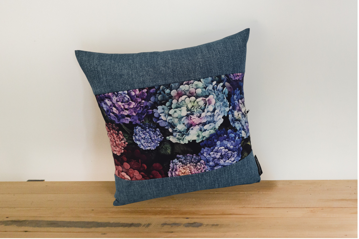 Hydrangea Cushion Cover - Ocean Border - # 1