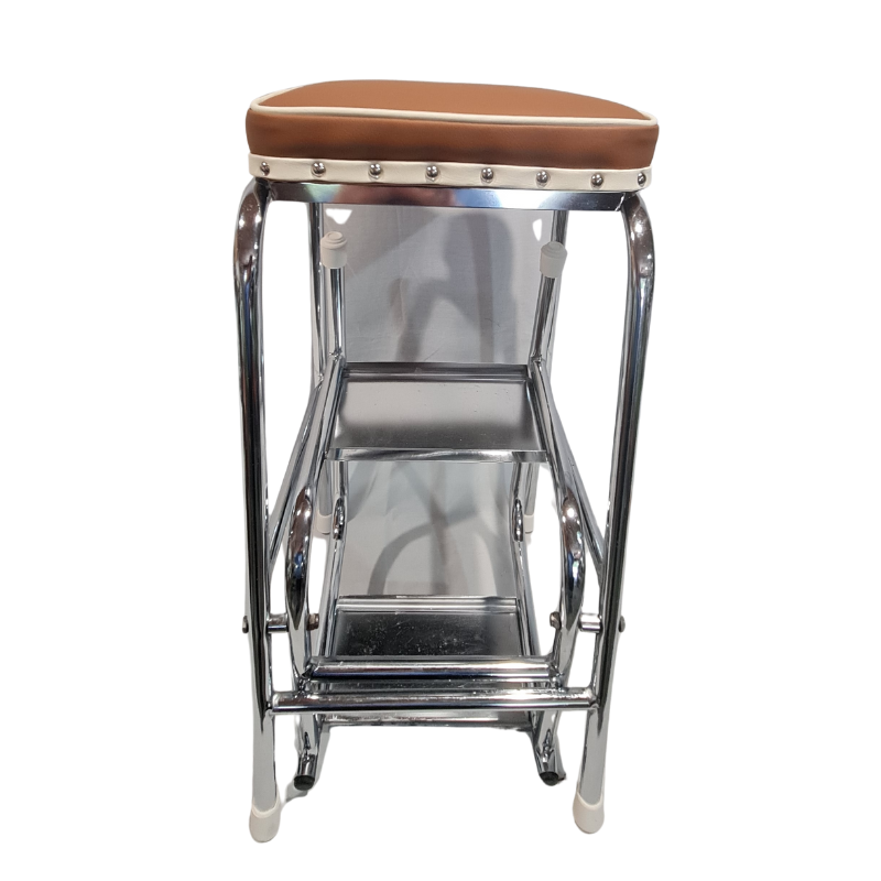 Retro Chrome Step Stool - Seat - 3 step