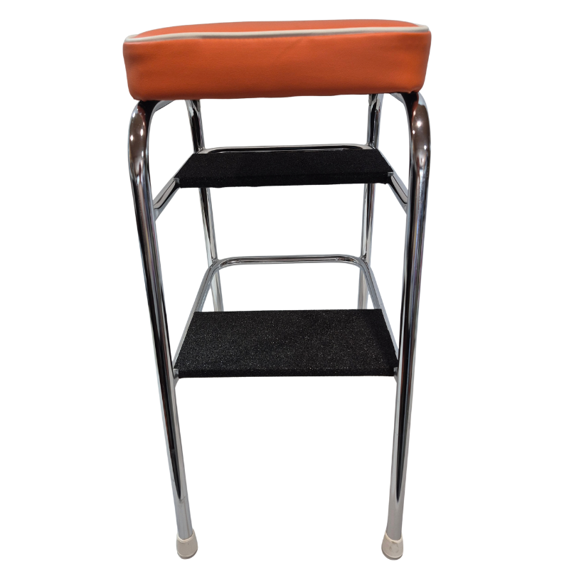 1960s Retro Chrome Step Stool – Orange